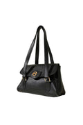Black Single Compartment Magnetic Bag with Emblem