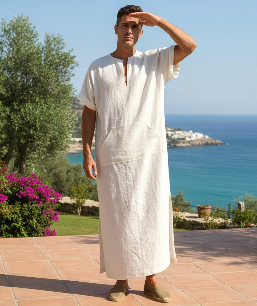 Men's Short Sleeve Long Robe