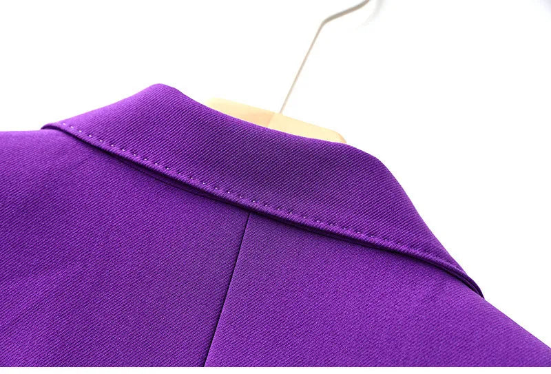Purple Tailored Jacket & Flared Trousers, Women's Business Suit