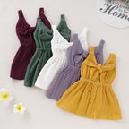 Kids' Organic Cotton Sleeveless Dress, Girls' Cute Dress with Bow Tie