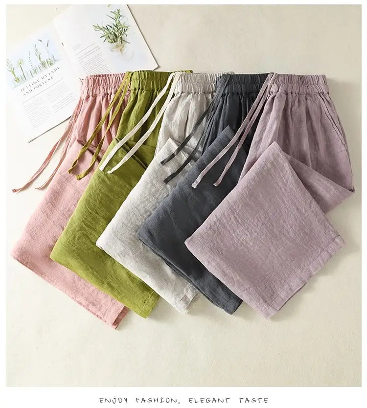 Women’s Wide Leg Cotton Linen Summer Pants