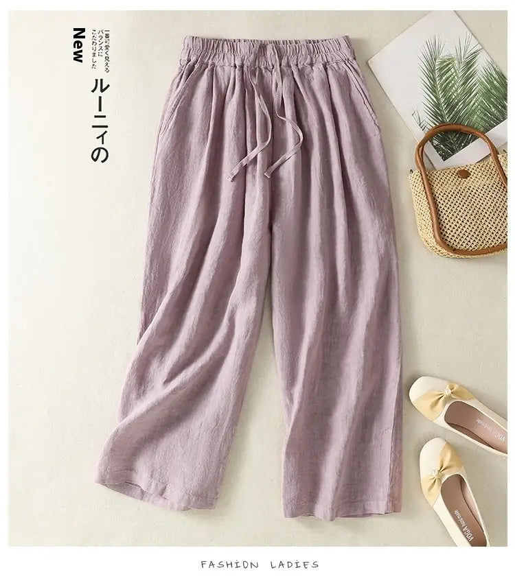 Women’s Wide Leg Cotton Linen Summer Pants