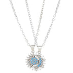 2pcs Trendy Necklace Sun And Moon Magnetic Pendant - Copper 02 White K5367