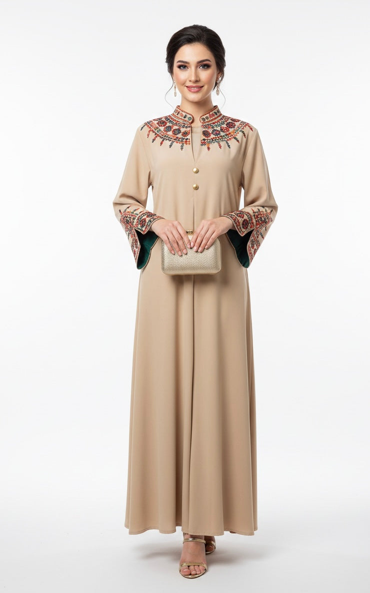 Women's Long Robe, Modest Embroidered Dress