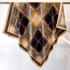 Women's Premium Twill Silk Scarf, Large Printed 90/90cm Striped Square Scarf