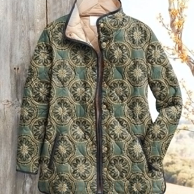 Women's Digital Printed Floral Jacket-Vintage Inspired Winter Jacket