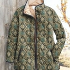 Women's Digital Printed Floral Jacket-Vintage Inspired Winter Jacket