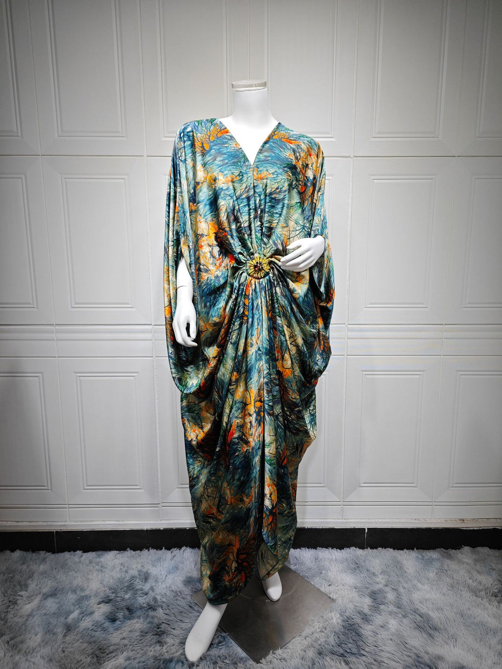 Printed Long Luxury Robe - Premium Modest Abaya Loungewear | neomodest