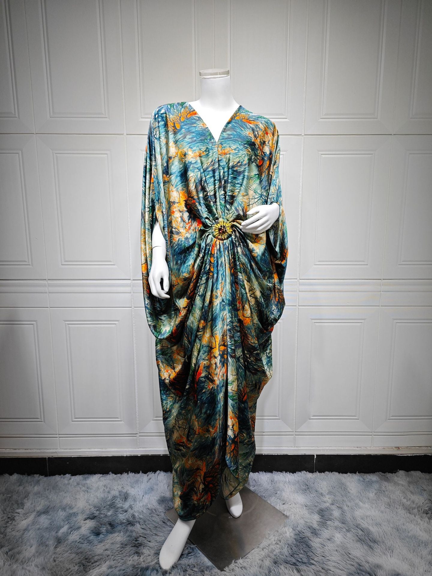 Printed Long Luxury Robe - Premium Modest Abaya Loungewear | neomodest