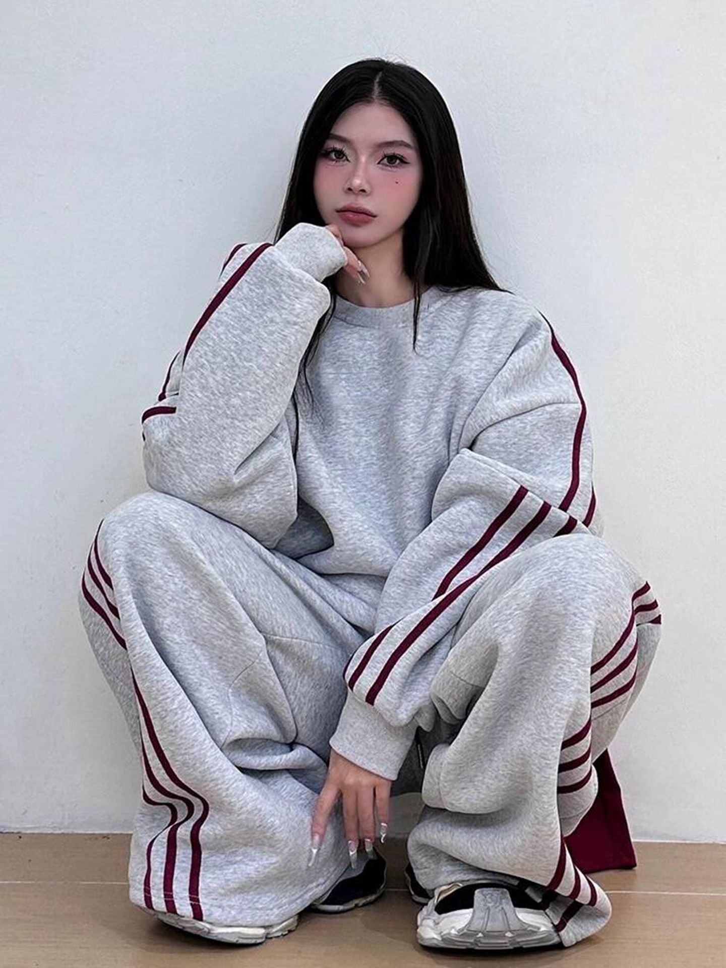 Damen-Baumwoll-Hoodie & Jogginghose Sportbekleidungsset