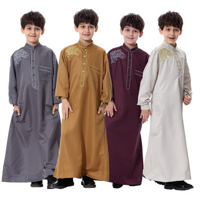 Muslim Boys' Prayer Robe, Long Sleeve Traditional Arab Robe