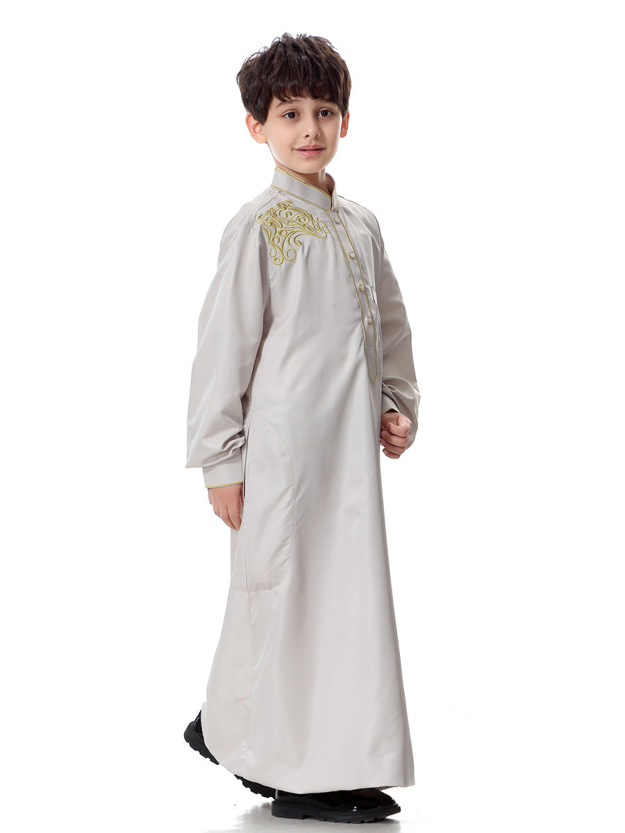 Muslim Boys' Prayer Robe, Long Sleeve Traditional Arab Robe