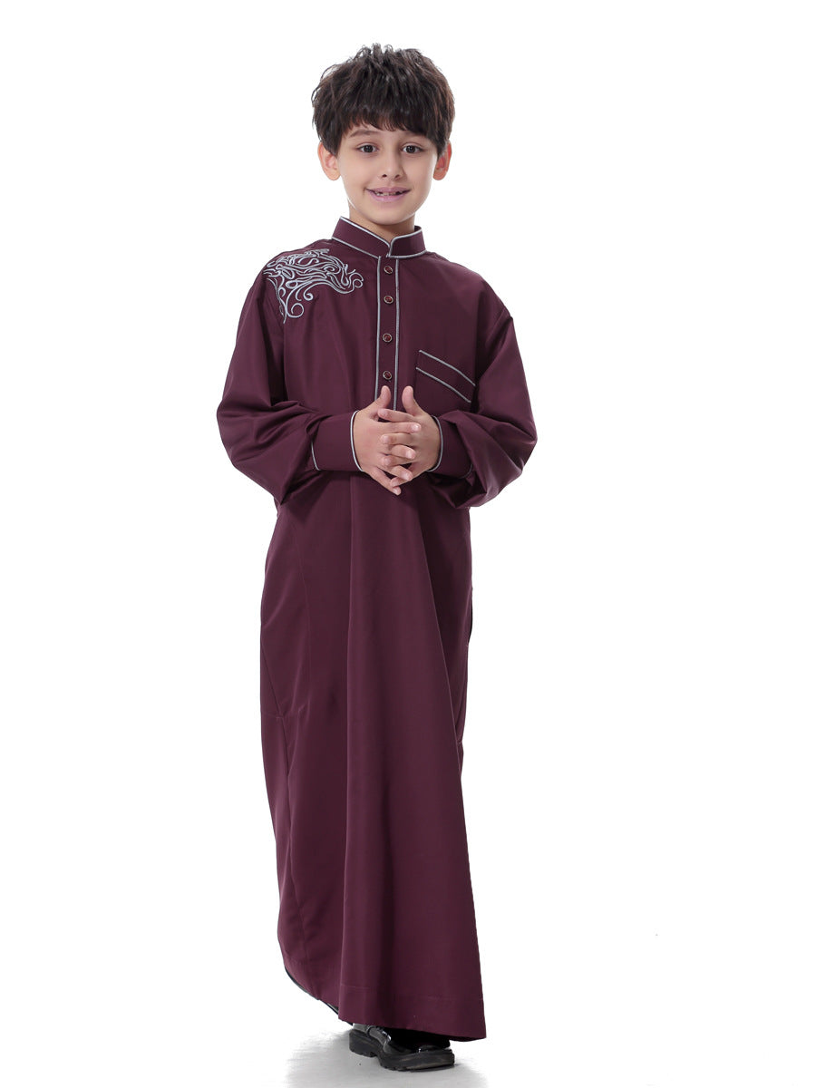 Muslim Boys' Prayer Robe, Long Sleeve Traditional Arab Robe