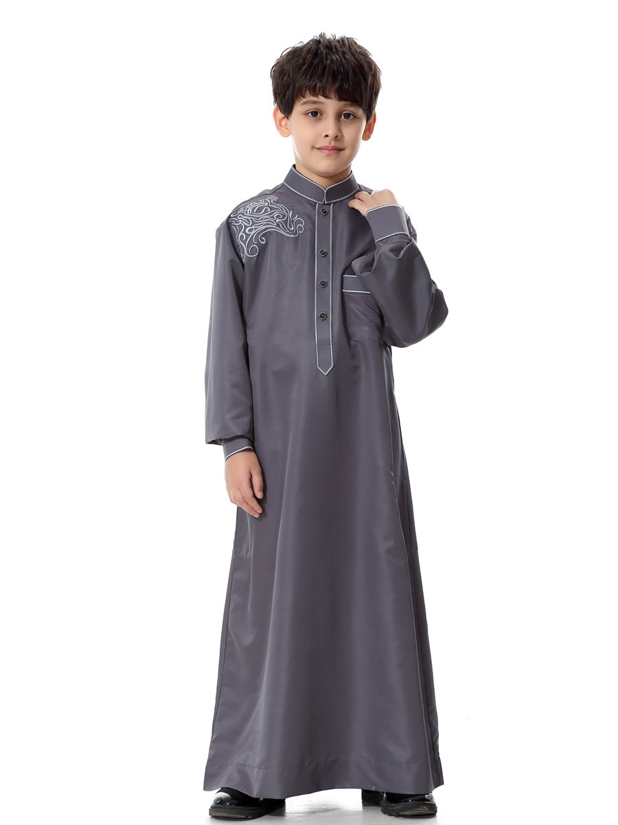 Muslim Boys' Prayer Robe, Long Sleeve Traditional Arab Robe