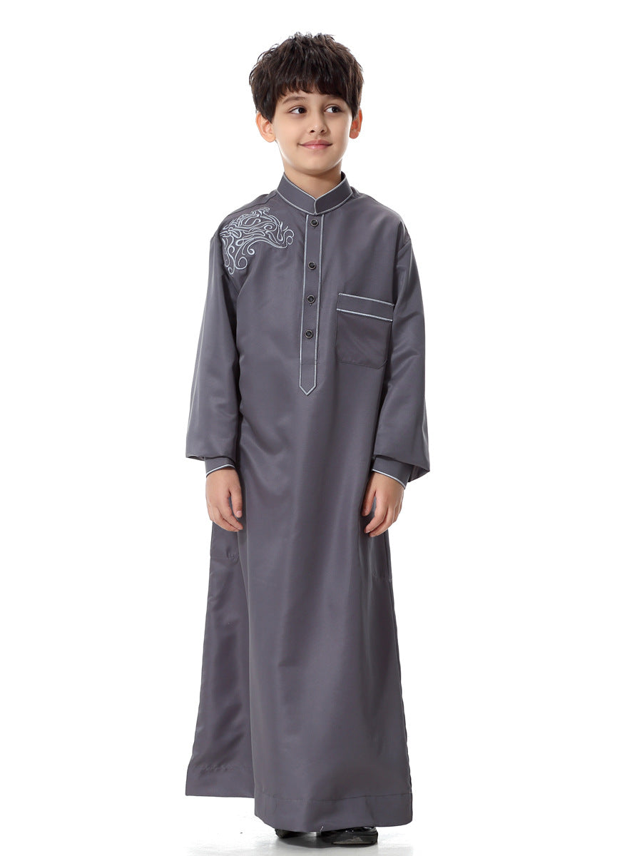 Muslim Boys' Prayer Robe, Long Sleeve Traditional Arab Robe