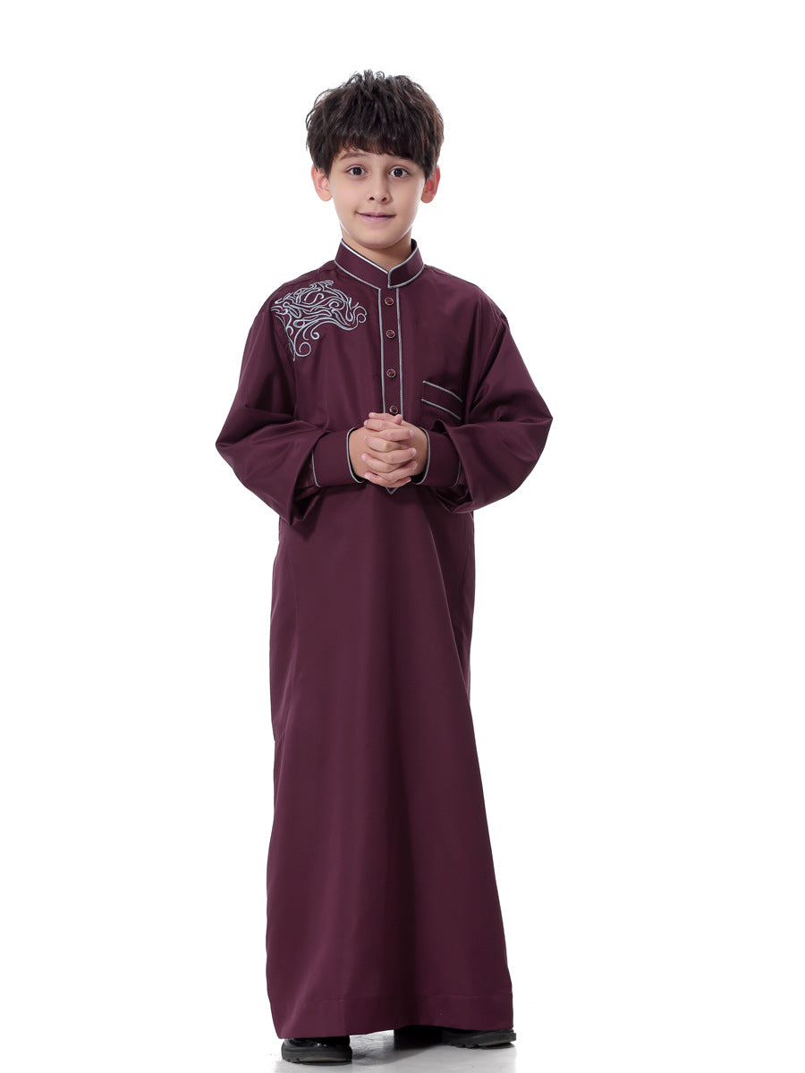 Muslim Boys' Prayer Robe, Long Sleeve Traditional Arab Robe