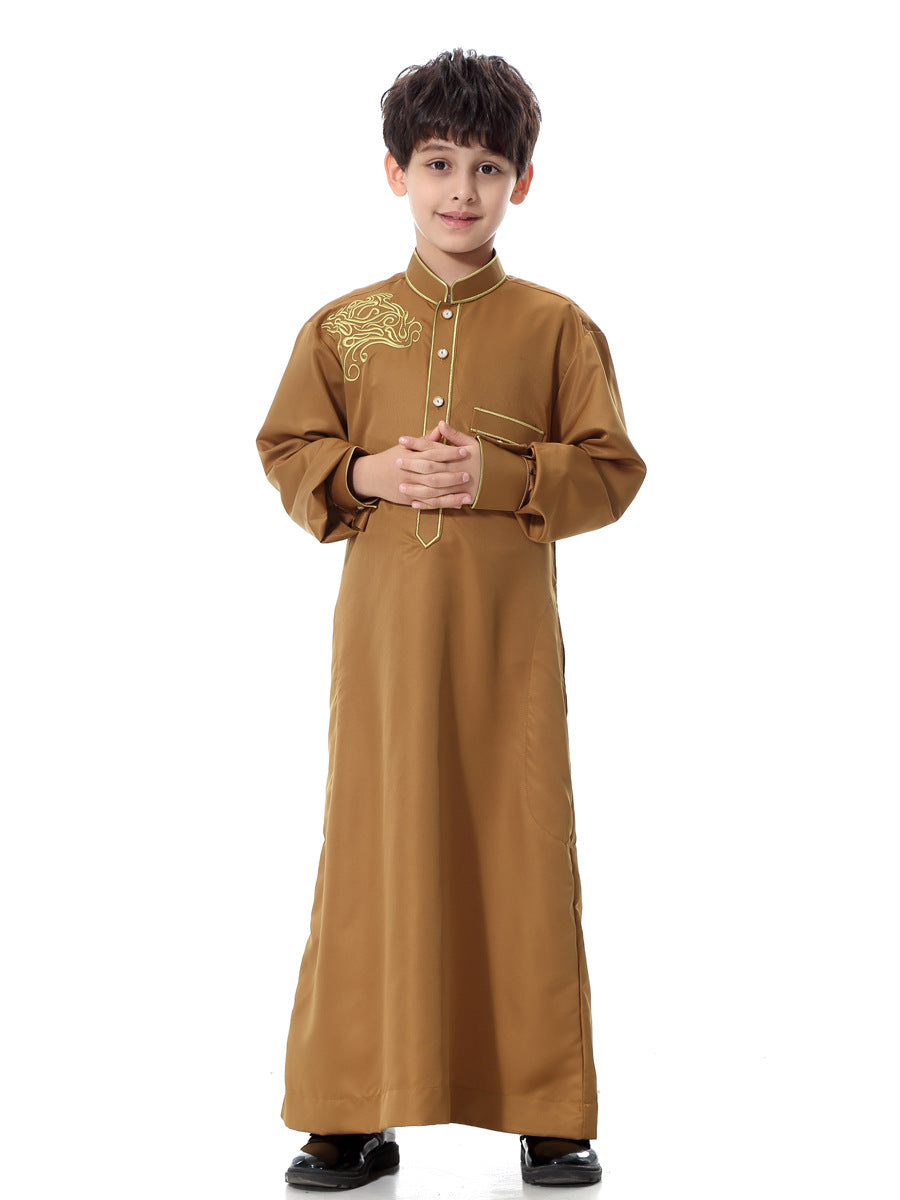Muslim Boys' Prayer Robe, Long Sleeve Traditional Arab Robe