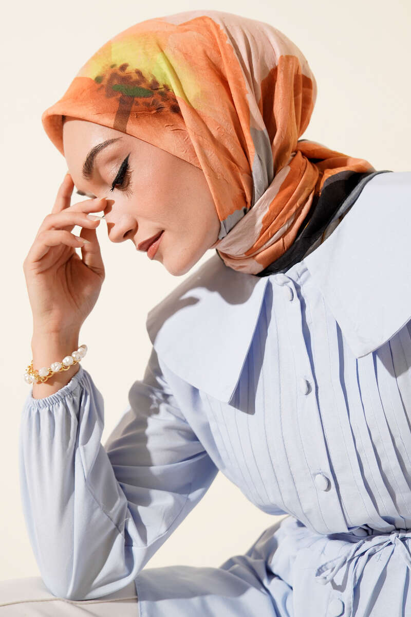 Floral Bamboo Crash Scarf – Orange | neomodest