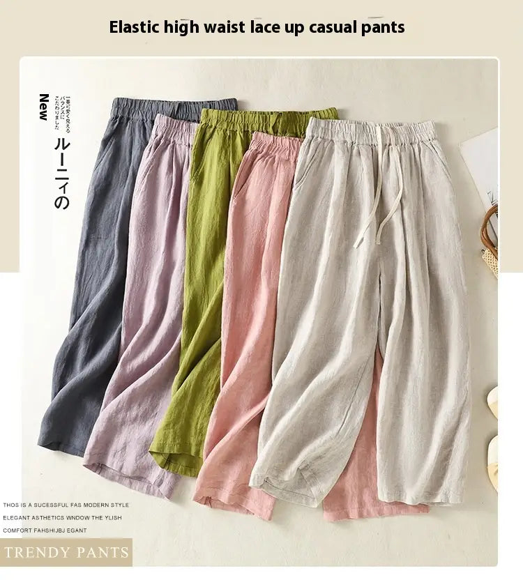 Women’s Wide Leg Cotton Linen Summer Pants
