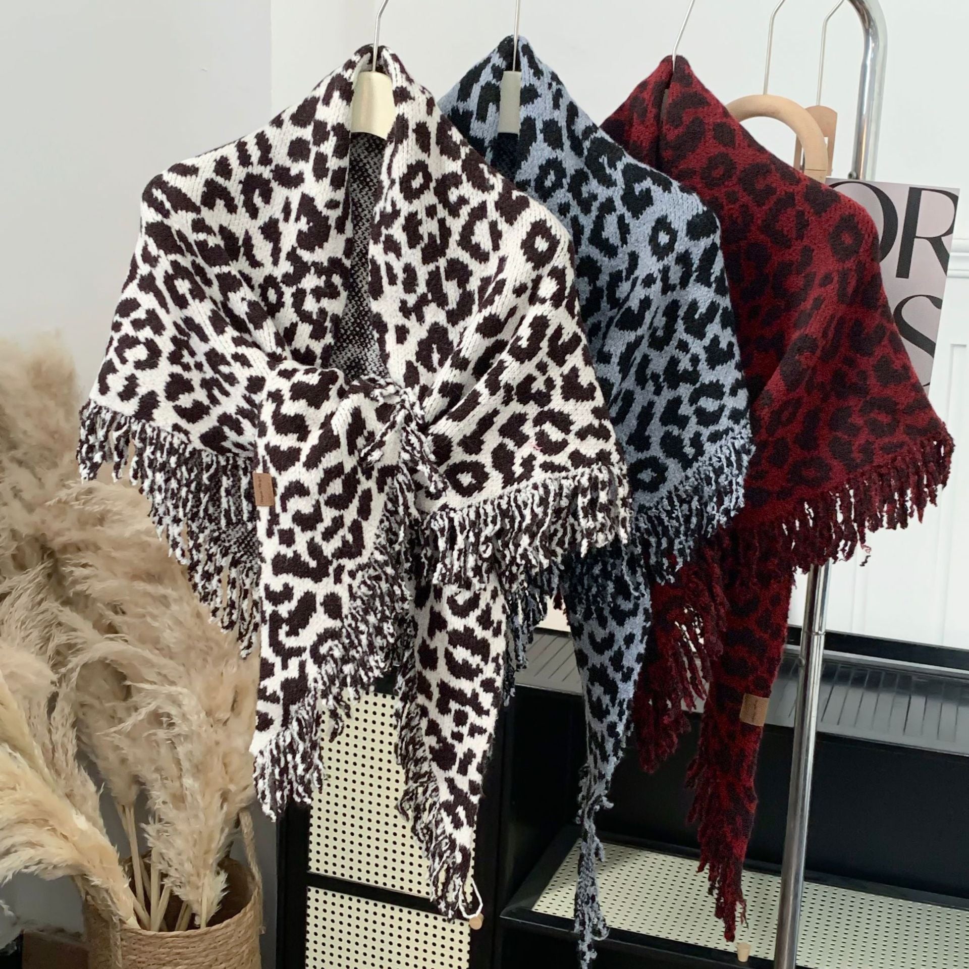 Women's Leopard Print Fringe Scarf