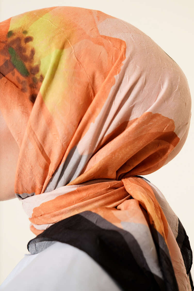 Floral Bamboo Crash Scarf – Orange | neomodest