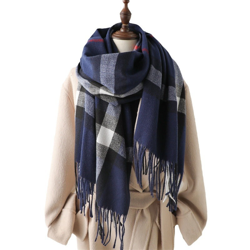 Cashmere-like Plaid Unisex Warm Shawl