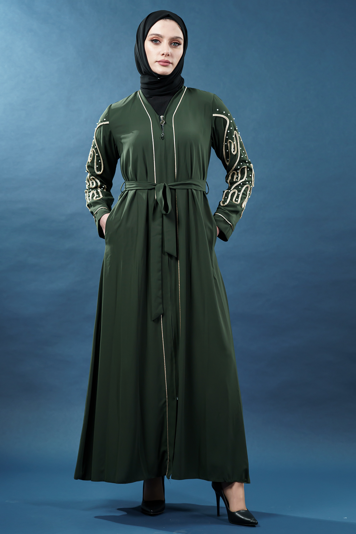 Pearl-embellished Embroidered Luxury Abaya