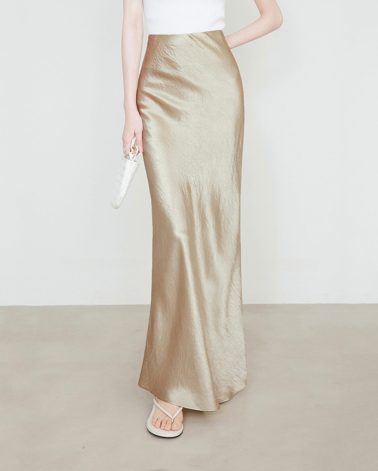 Satin Midi Skirt | High-Waist Elastic Waistband | Modest Elegance