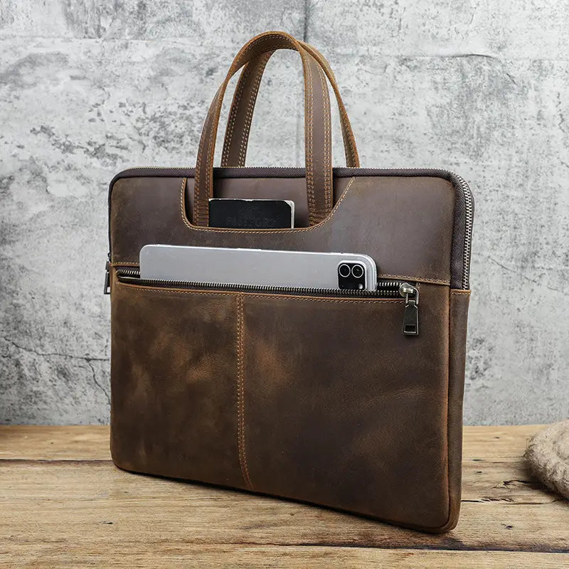 Men’s Retro Horse Leather Laptop Bag