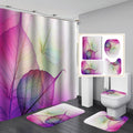 3D Waterproof Bath Curtain Set Flannel Bath Mat Home Decor - A / 120x180cm - Bathroom curtain set