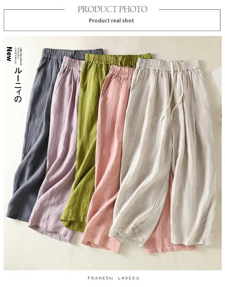 Women’s Wide Leg Cotton Linen Summer Pants