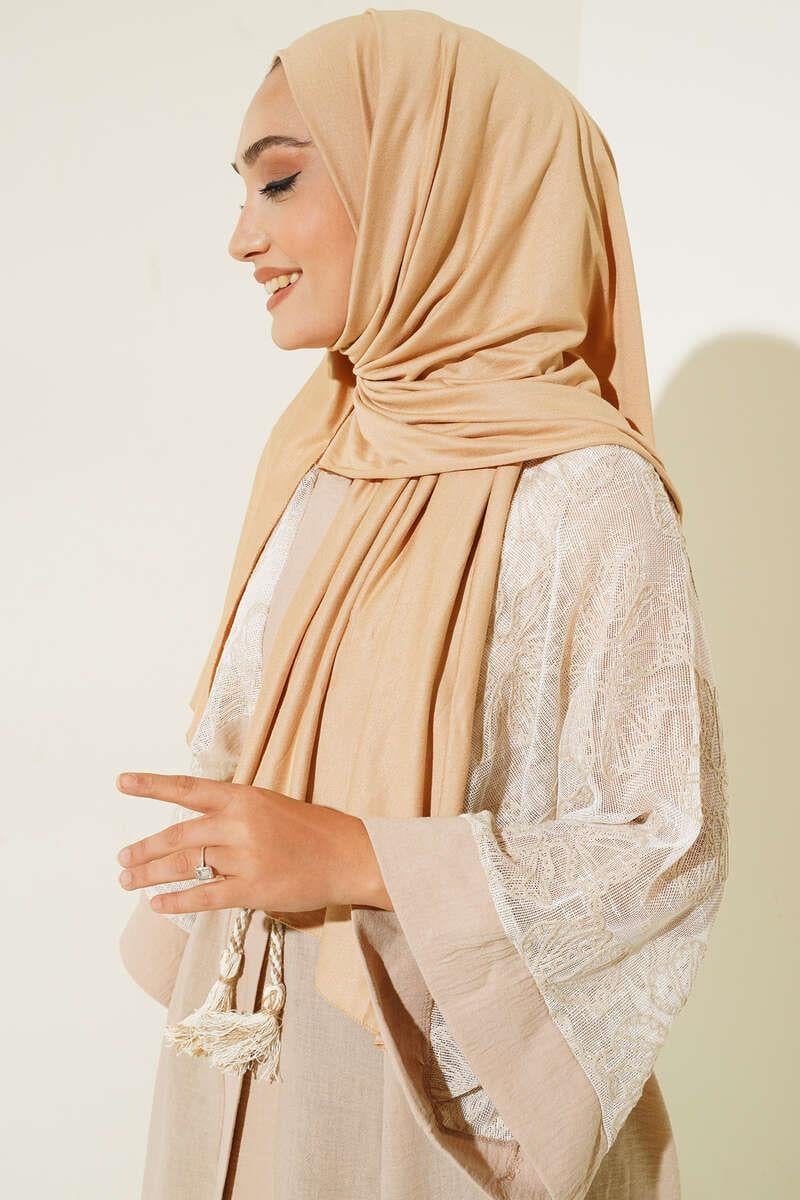 Plain Combed Shawl – Latte & Purple | Premium Modest Fashion | Neomodest