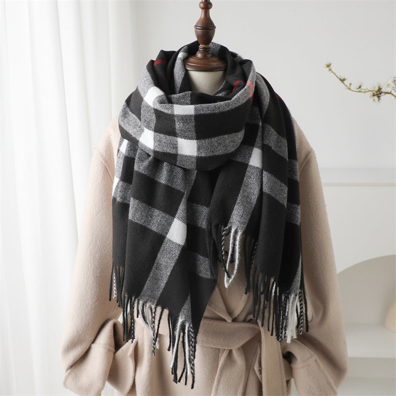 Cashmere-like Plaid Unisex Warm Shawl