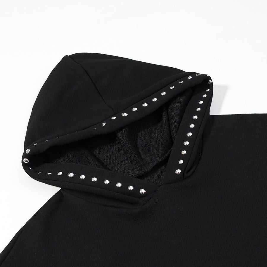 Black Rivet Detail Hooded Sweatshirt