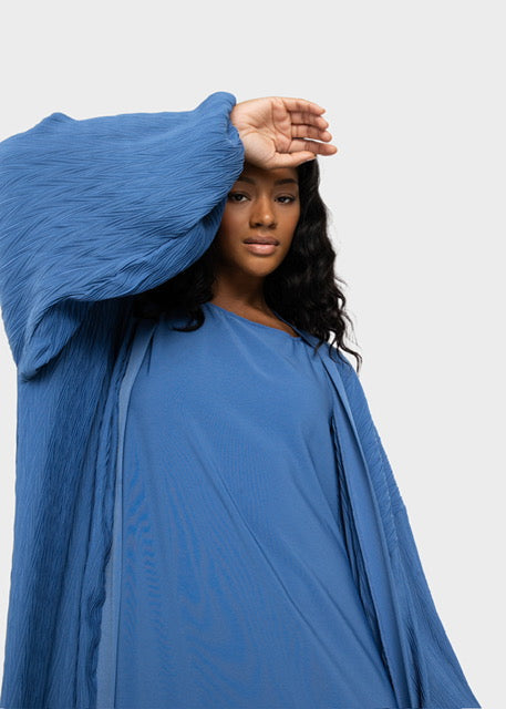 Guided Rebel Textured Full-Body Indigo Abaya Suit