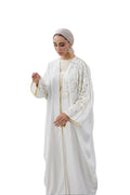 White Gold Detailed Premium Abaya | Turkish Crepe [Pre-Order]