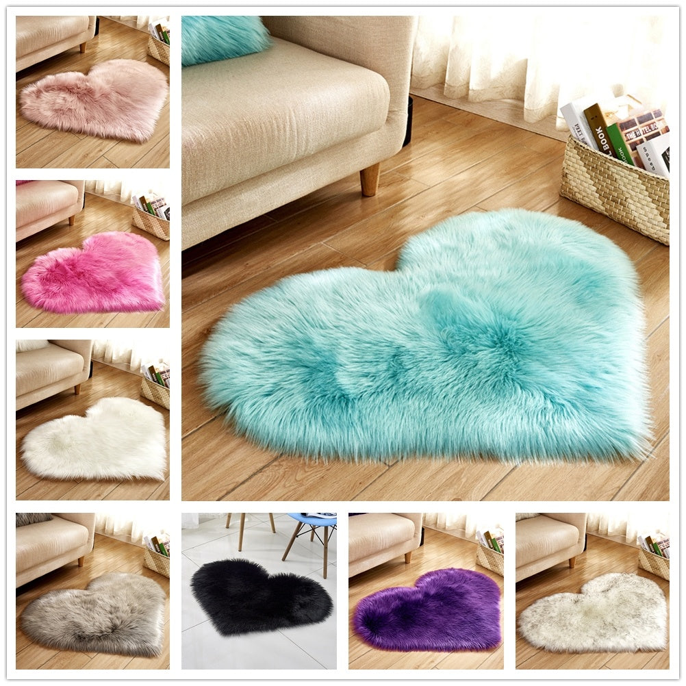 Plush Heart Shaped Non-Slip Fluffy Rug, Living Room Decor