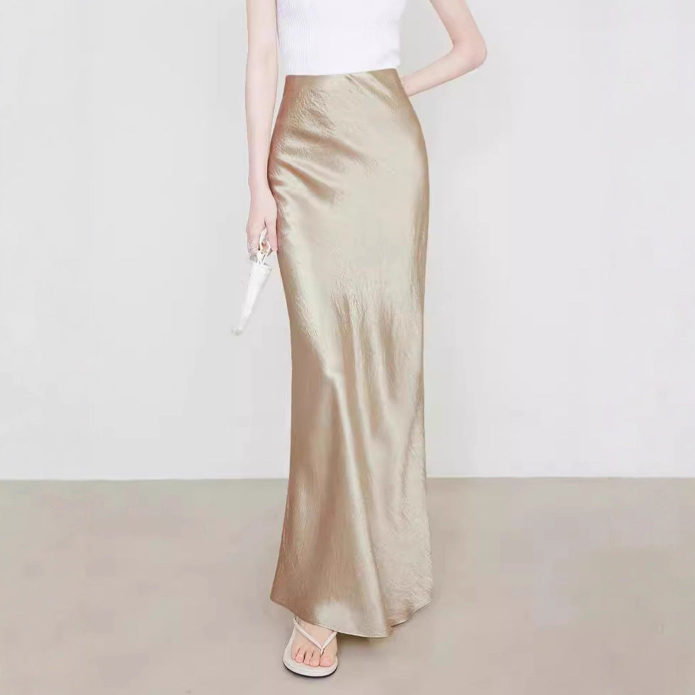 Satin Midi Skirt | High-Waist Elastic Waistband | Modest Elegance