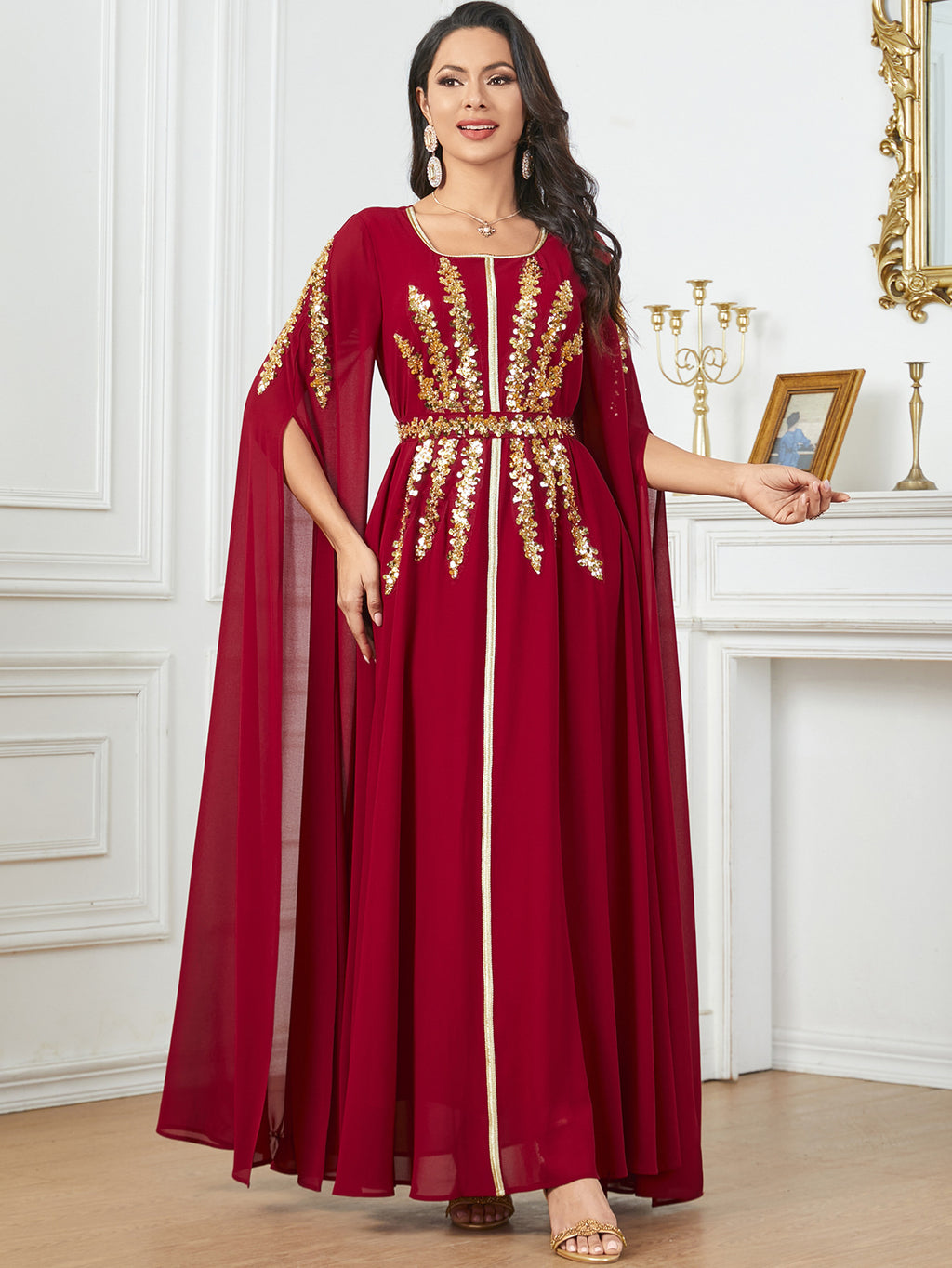Elegant Chiffon Abaya with Split Sleeves
