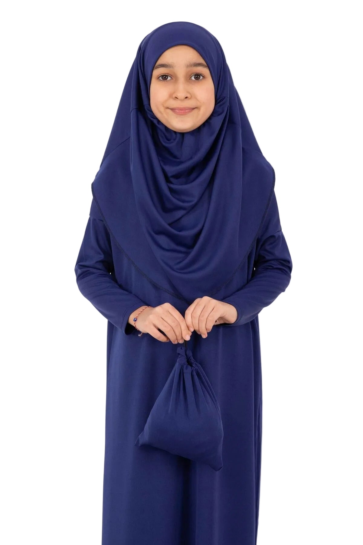 Girls' Modest Prayer Dress with Turban & Veil | Olive Green & Navy