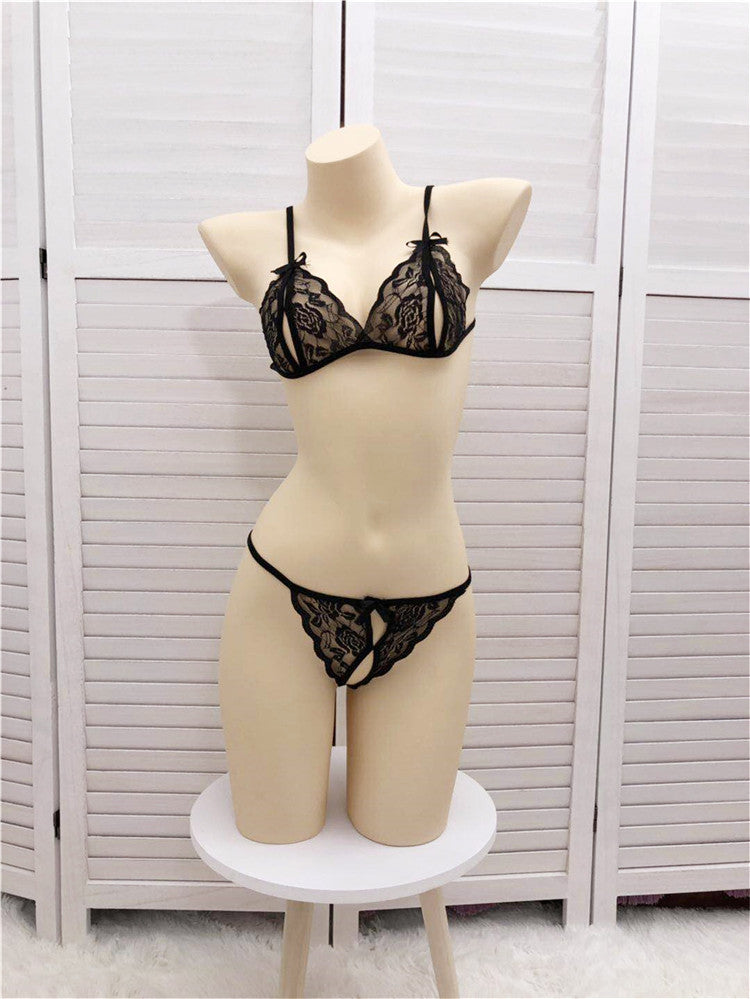 Delicate Lace Bikini Set - Transparent Hollow Detail Swimwear