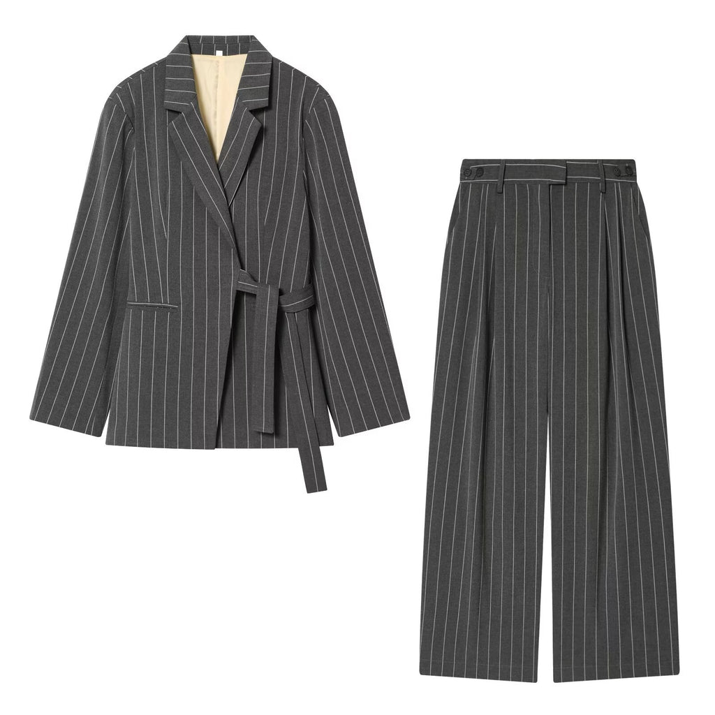 Women’s Stylish Wrap-style Belted Casual Suit