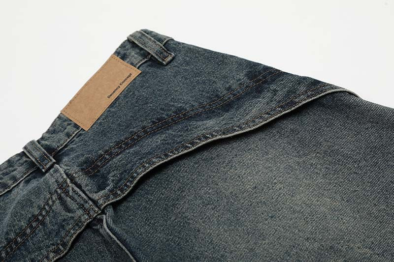 Deconstructed Wide-Leg Denim Jeans