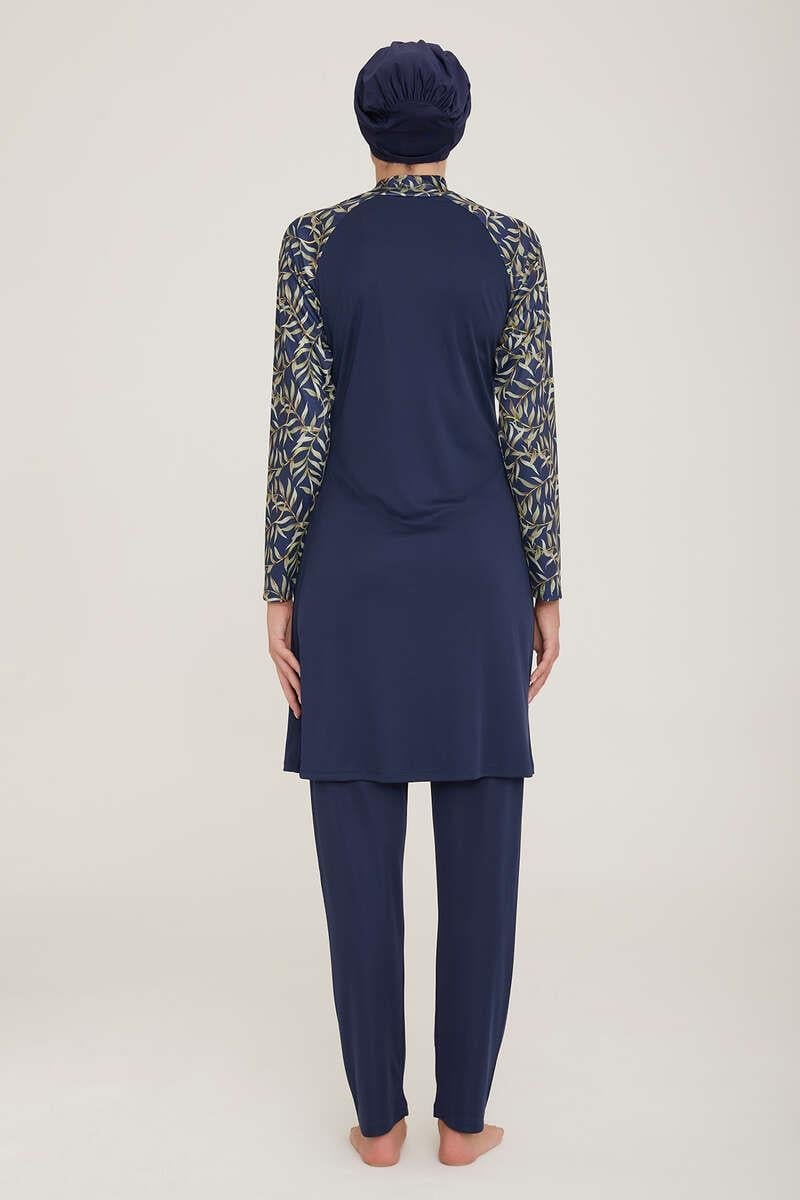 Thin Leaves Series Modest Burkini-Dark Navy Blue