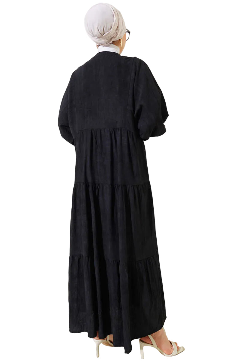 Batwing Sleeveless Layered Dress, Fuchsia, Black