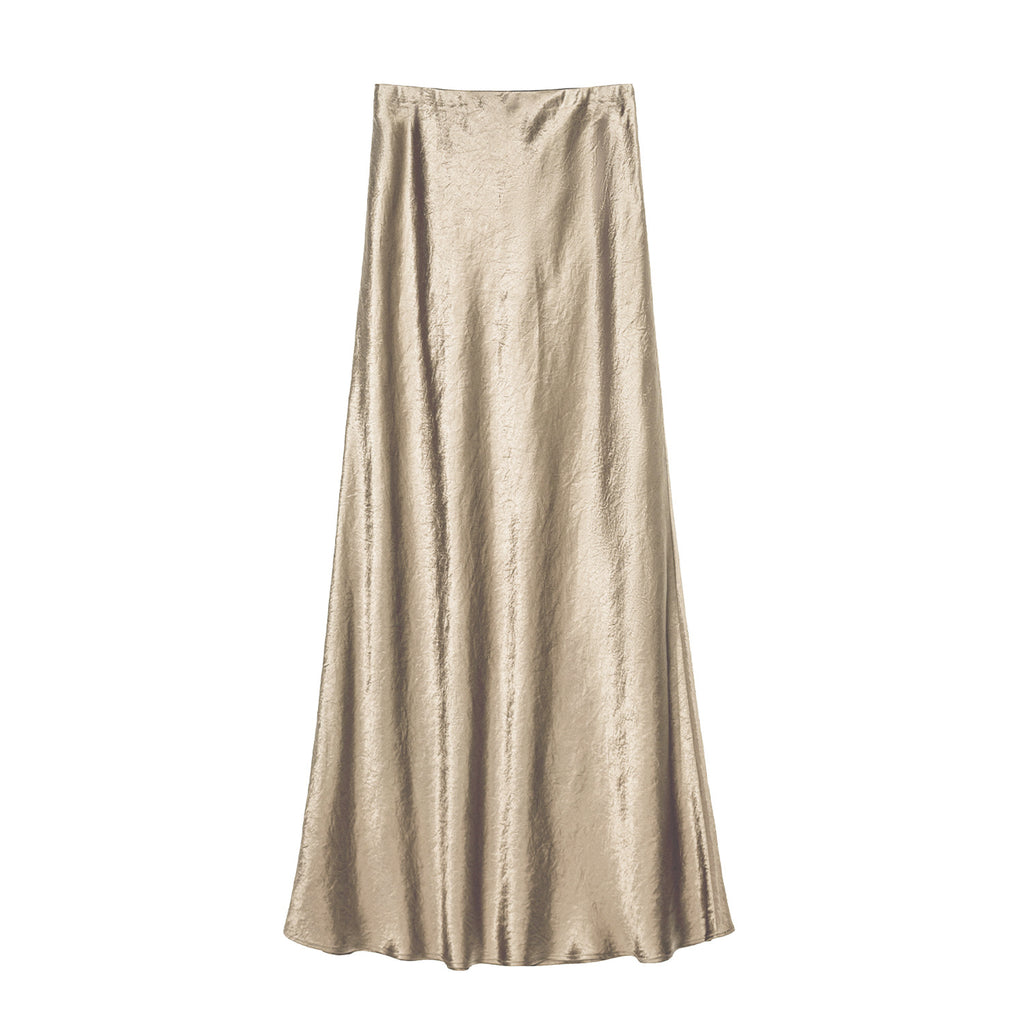 Satin Midi Skirt | High-Waist Elastic Waistband | Modest Elegance