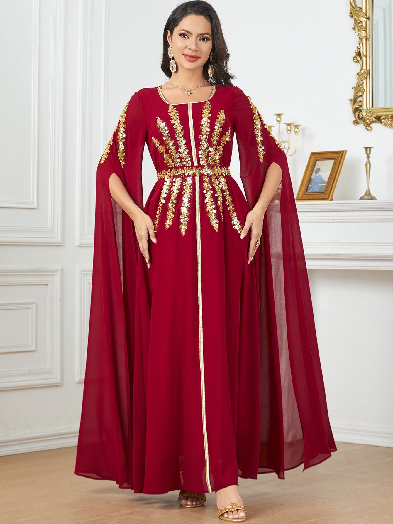 Elegant Chiffon Abaya with Split Sleeves