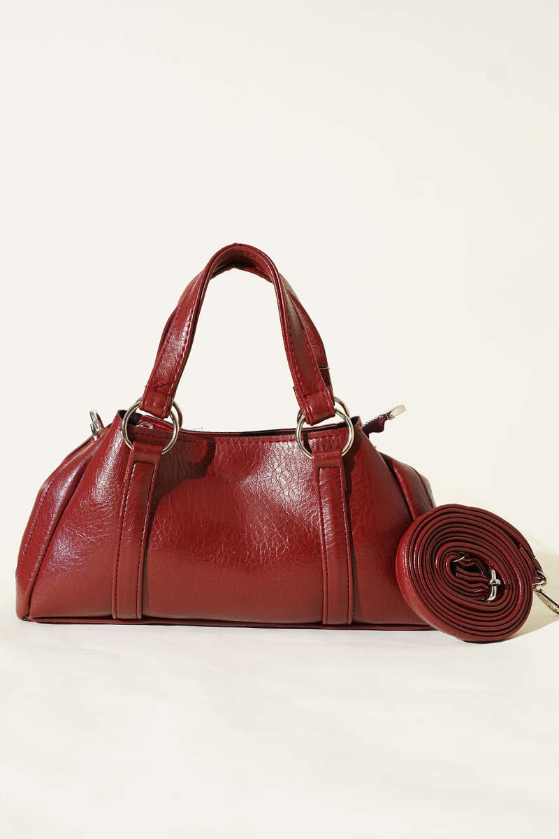 Burgundy Magnetic Zip Shoulder Bag