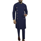 African Men's Striped Two-pieces Luxury Suit