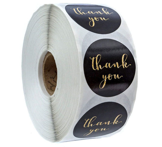 500pcs/roll Gold Foil Thank You Stickers Business Stickers